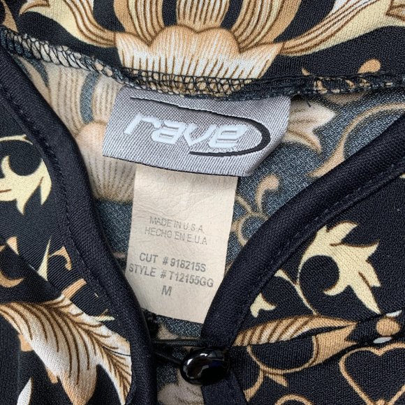 Vintage 90s Y2K Black Brown Asian Top Cheongsam - Picture 3 of 7